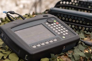 An army electronic device with a display and keys