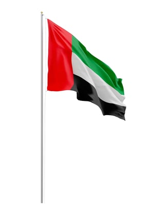 Flagget til De forente arabiske emirater på flaggstangen