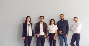 Team of happy young business people in smart casual office wear-1